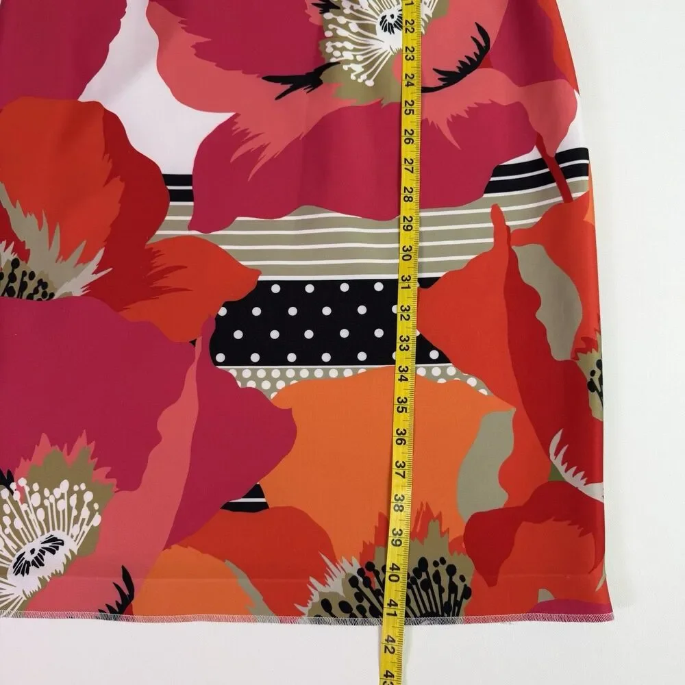 Calvin Klein Floral Sheath Midi Dress Women's 12 Pink Orange Bold Career Office - Picture 6 of 16
